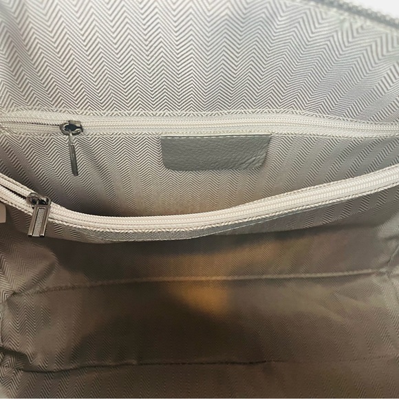 Genuine Leather Gray Crocodile Crossbody Shoulder Strap Bag With Scarf Detail - Picture 11 of 12